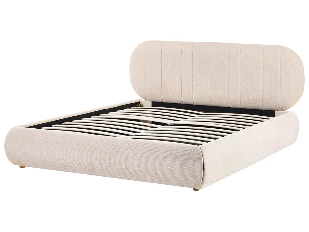 Ottoman Bed Fabric 160 x 200 cm (EU King Size) Light Beige Daizia