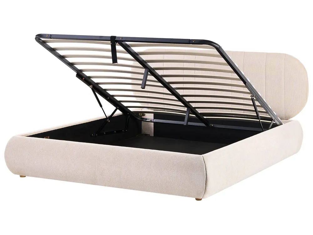 Ottoman Bed Fabric 160 x 200 cm (EU King Size) Light Beige Daizia