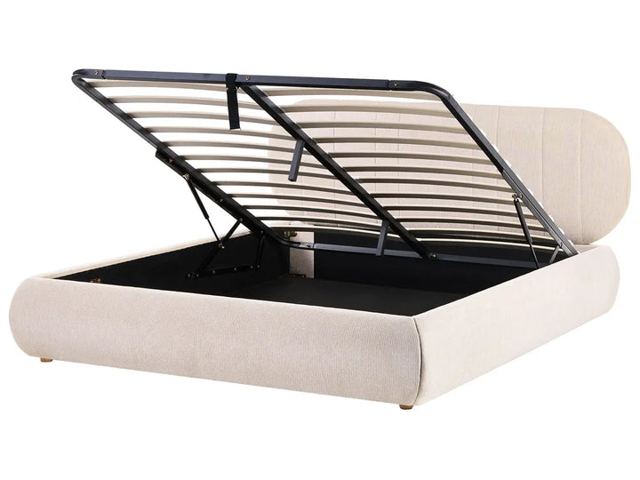 Ottoman Bed Fabric 160 x 200 cm (EU King Size) Light Beige Daizia