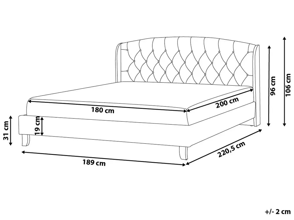 Bed Fabric 180 x 200 cm (EU Super King) Light Grey Litta