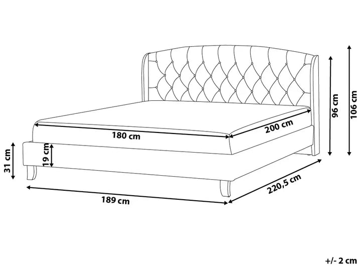 Bed Fabric 180 x 200 cm (EU Super King) Light Grey Litta
