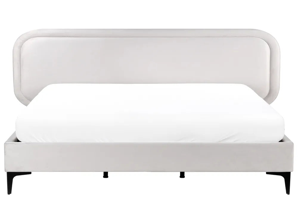 180x200 cm light grey velvet bed with modern design