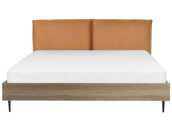 Bed Faux Leather 180 x 200 cm (EU Super King) Golden Brown Besan