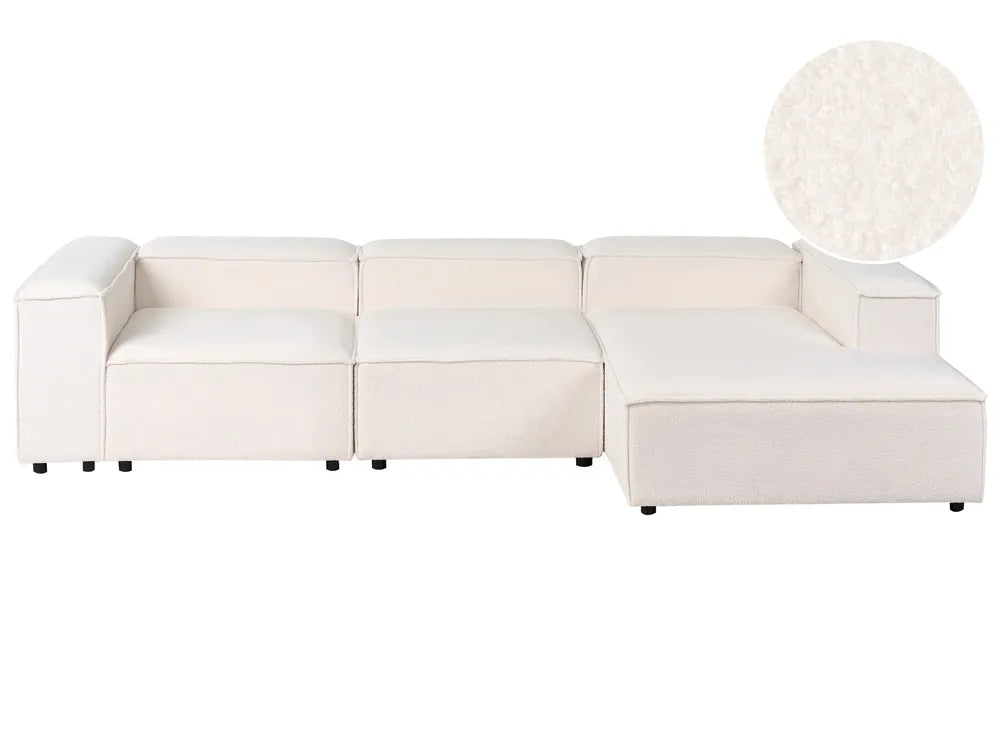 Modular Corner Sofa 4 Seater Boucle Off-White Left Hand Oakham
