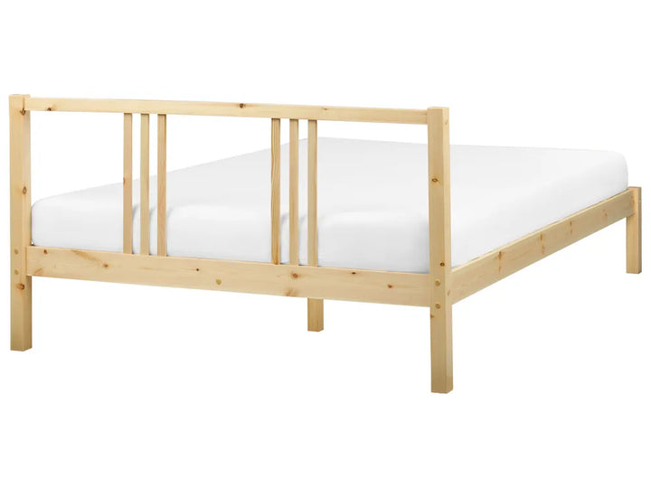 Bed Pine Wood 140 x 200 cm (EU Double) Light Brown Vidoje