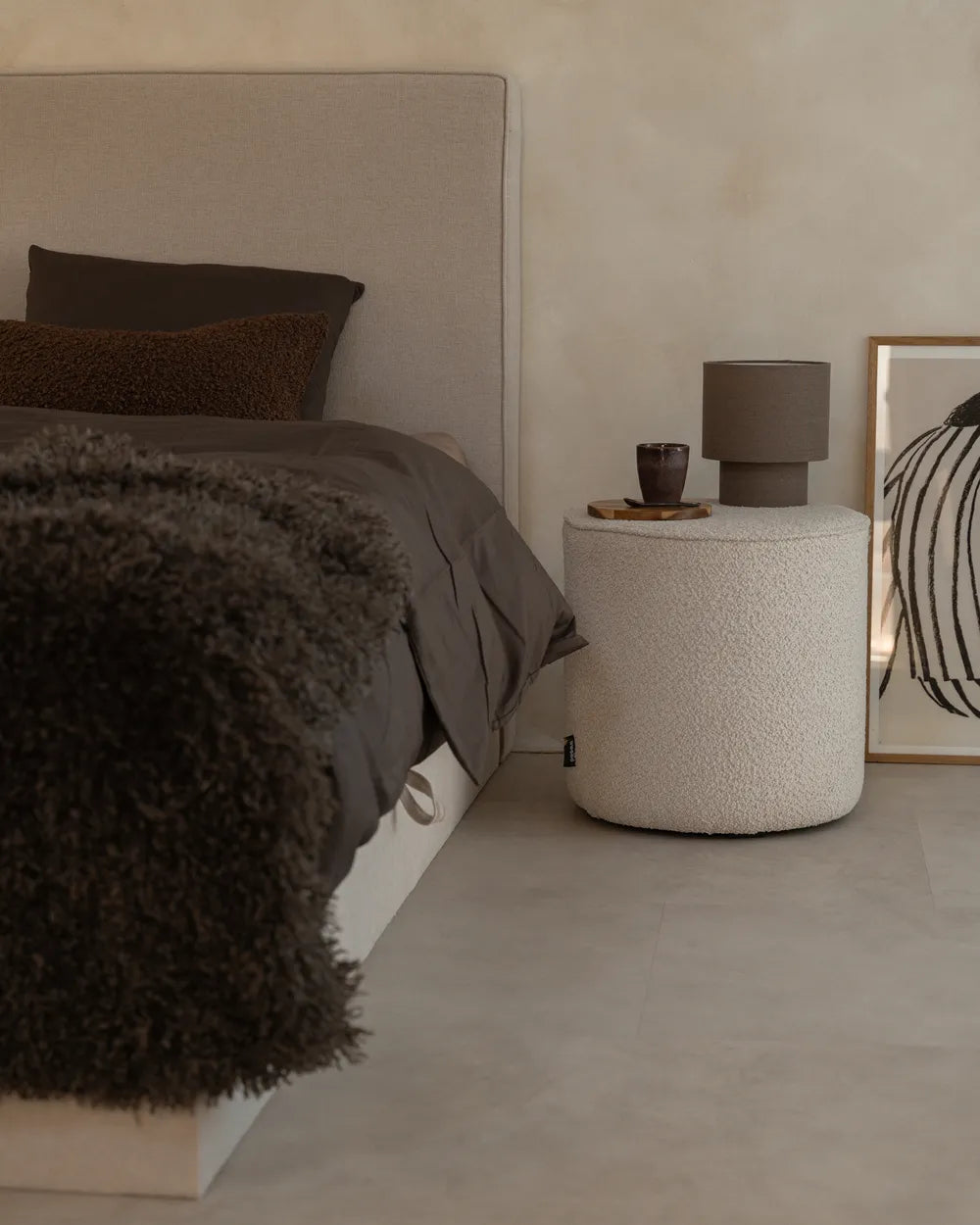 Divan Bed with Storage Fabric 180 x 200 cm (EU Super King) Light Beige Vivian