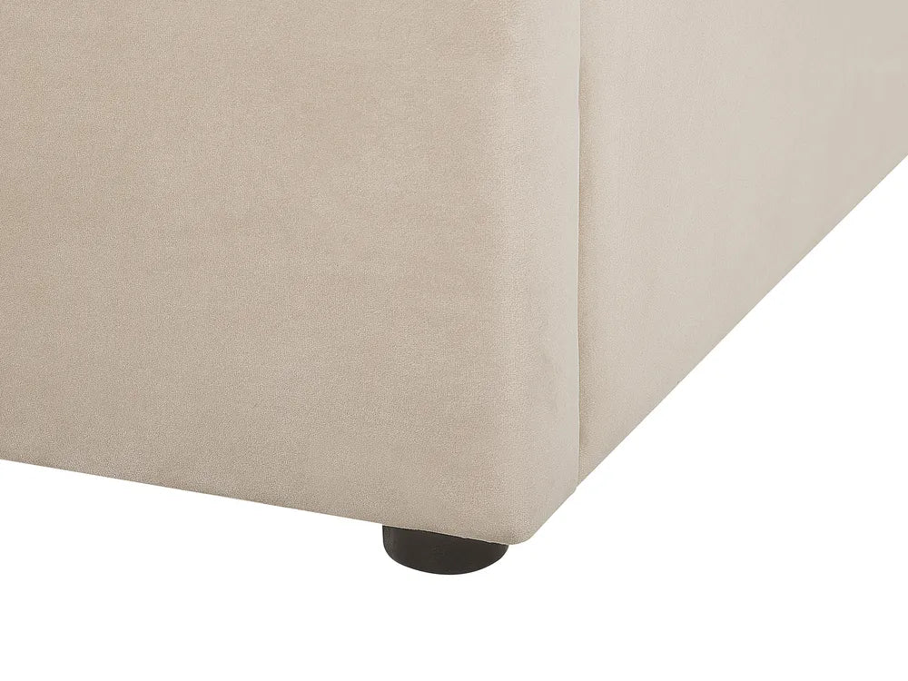 Ottoman Bed Velvet 160 x 200 cm (EU King Size) Beige Harlow