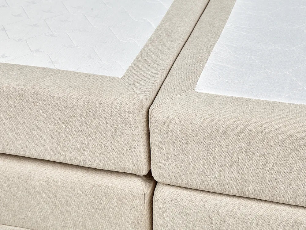 Divan Bed with Storage Fabric 180 x 200 cm (EU Super King) Light Beige Vivian