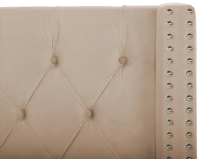 Ottoman Bed Velvet 160 x 200 cm (EU King Size) Beige Harlow