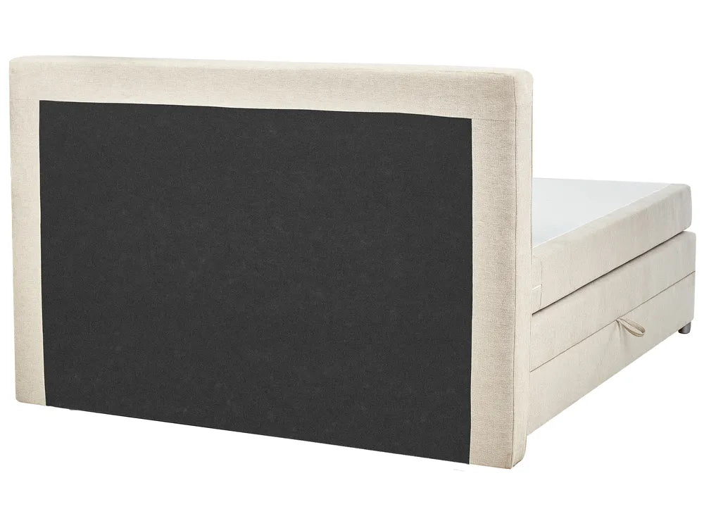 Divan Bed with Storage Fabric 180 x 200 cm (EU Super King) Light Beige Vivian