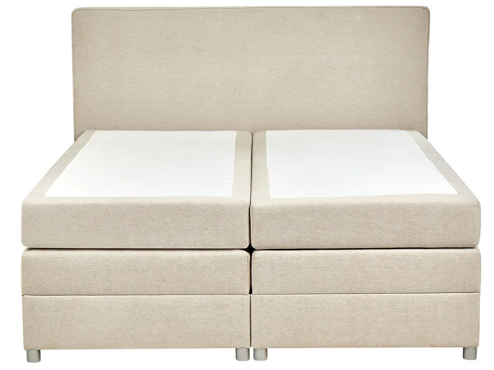 Divan Bed with Storage Fabric 180 x 200 cm (EU Super King) Light Beige Vivian