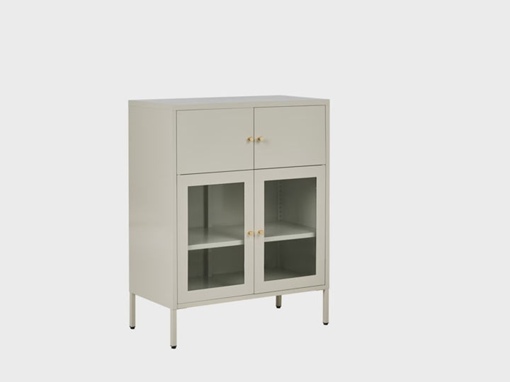 Glass Display Cabinet Metal 80 cm Light Beige Choinski