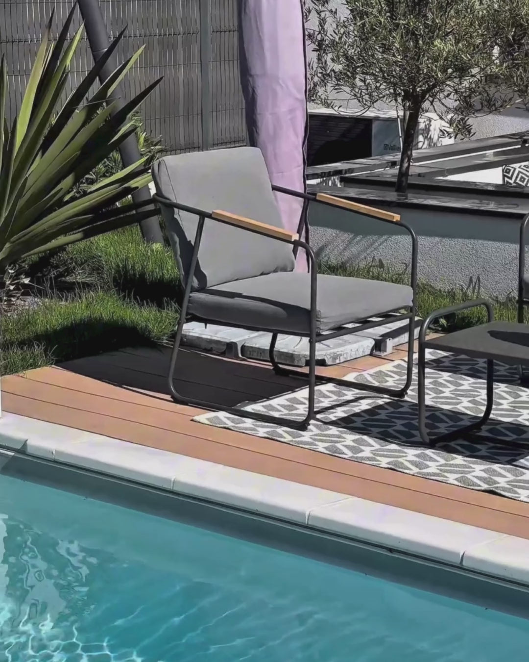 Vezzana Garden Lounge Set with Table 4 Seater Metal Grey