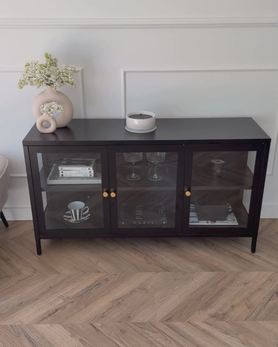 Glass Display Cabinet Newport Metal Black