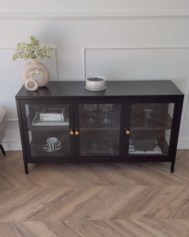 Glass Display Cabinet Newport Metal Black