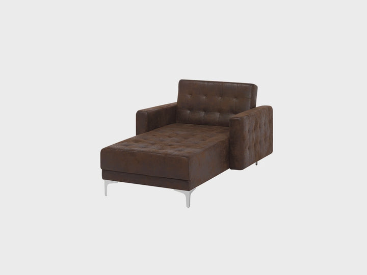 Aberdeen Faux Leather Chaise Lounge Brown