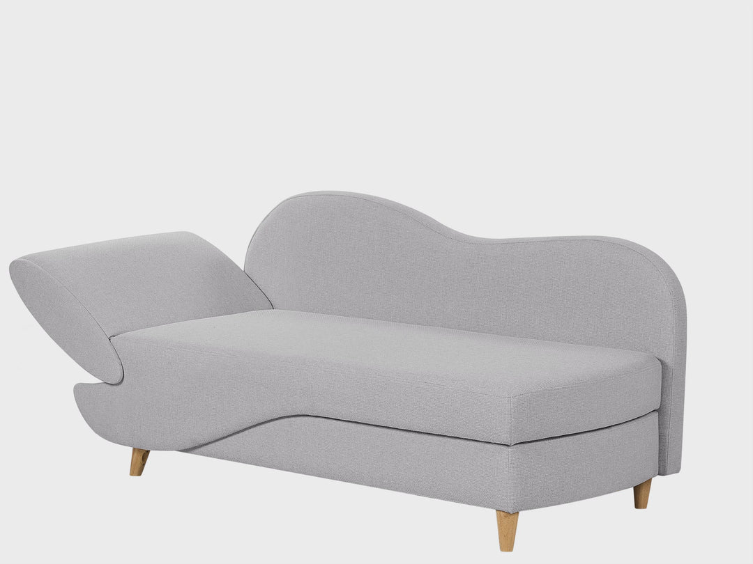 Left-Hand Chaise Lounge Faux Linen Light Grey with Storage Harriet