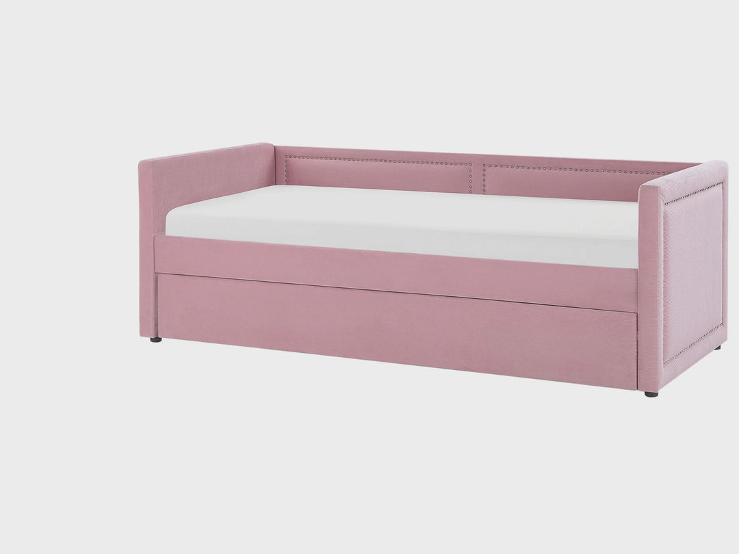 Corduroy EU Single Trundle Bed Pink Mimizan