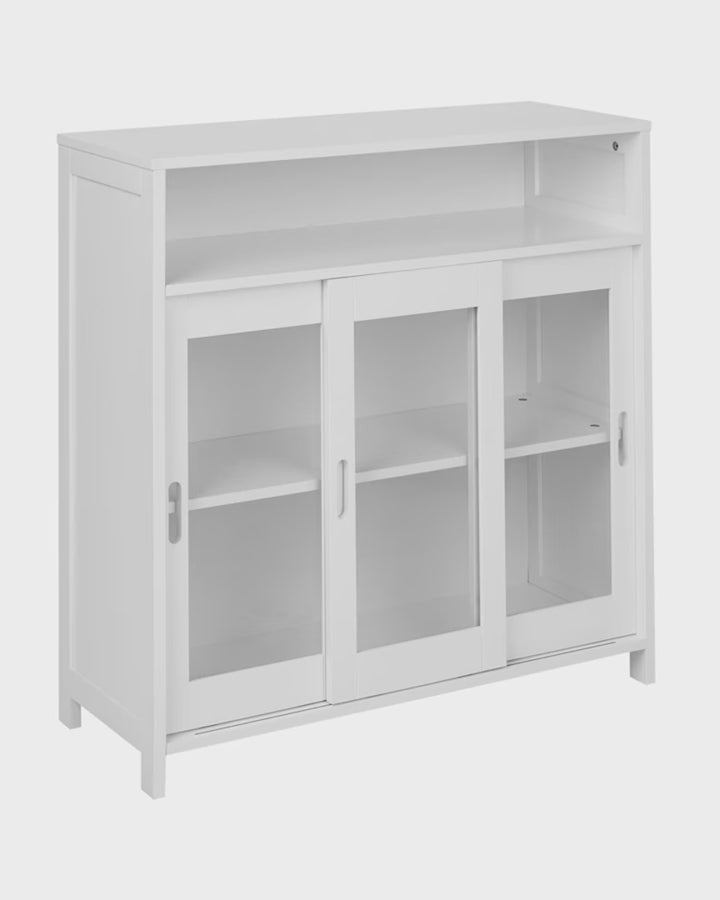 Glass Display Sideboard 86 cm White Trenea
