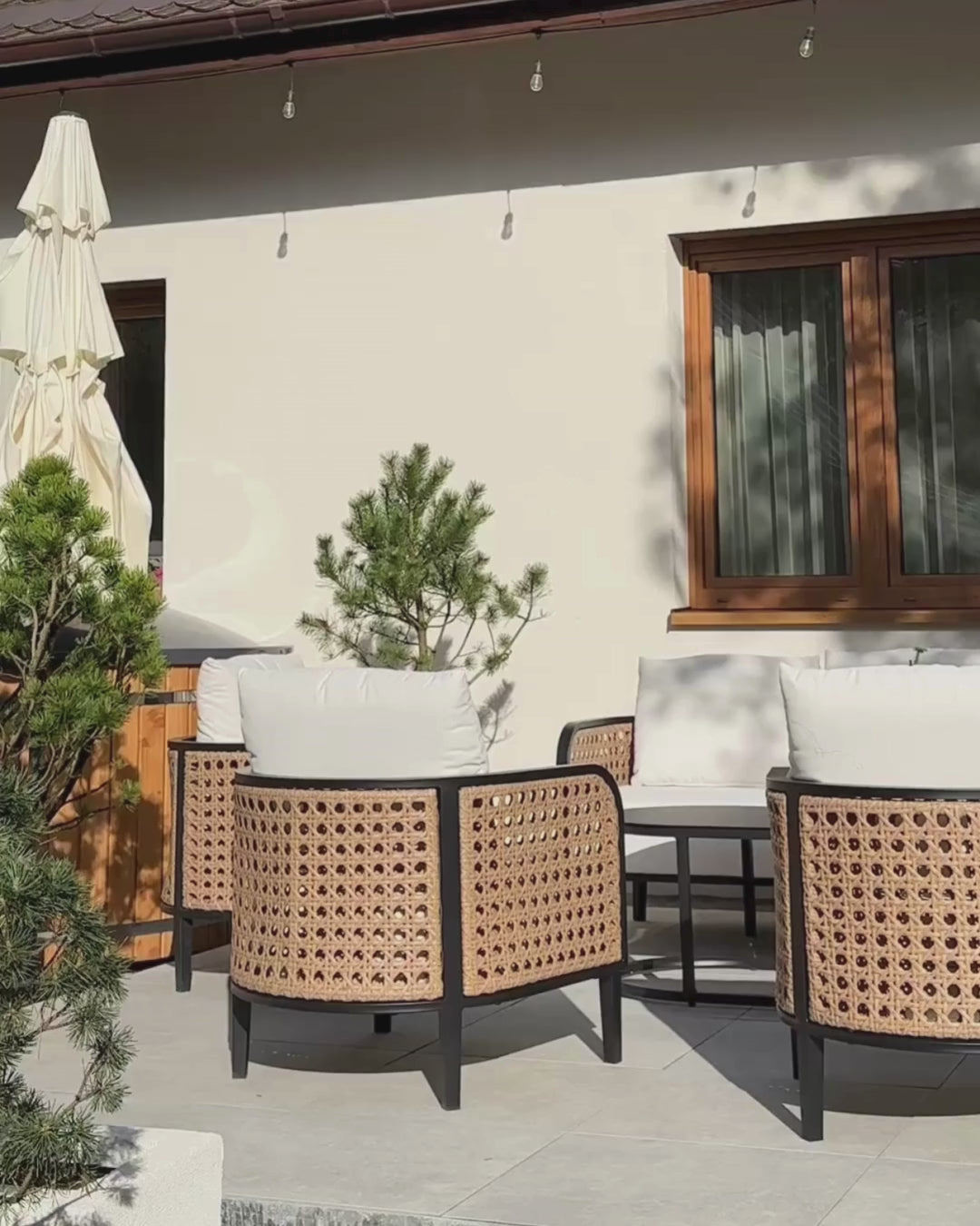 Montefalco Garden Lounge Set with Table 4 Seater Metal White