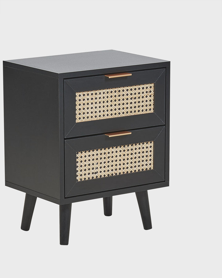 2 Drawer Bedside Table Black Keniel