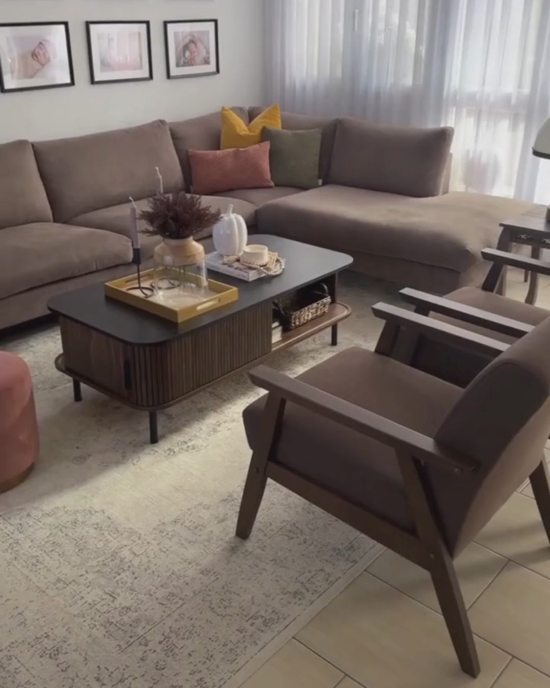 Coffee Table Dark Wood with Black Southville