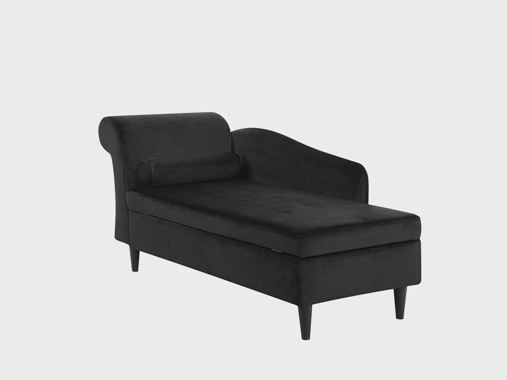 Luiro Left Hand Velvet Chaise Lounge Black