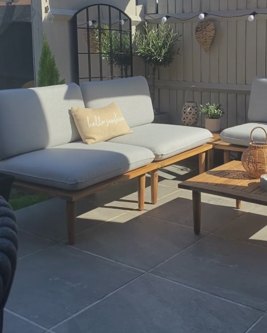 Frascati Garden Lounge Set with Table 4 Seater Certified Acacia Wood Light Grey