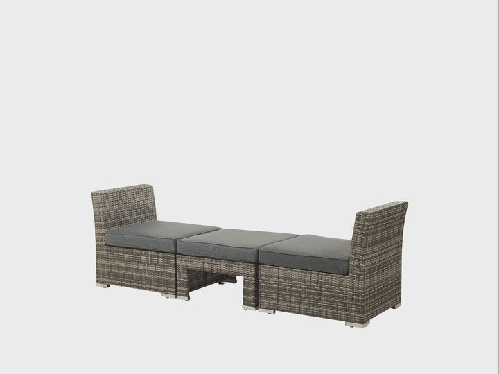 Corte Garden Lounge Set with Table 6 Seater Modular PE Rattan Dark Brown