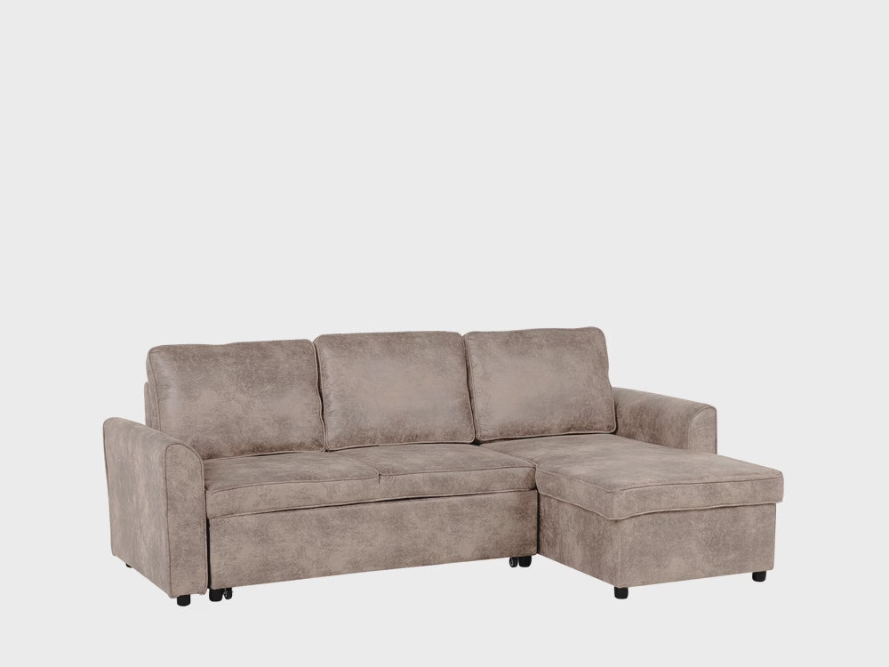 Corner Sofa Nesna Brown Faux Leather Left Hand