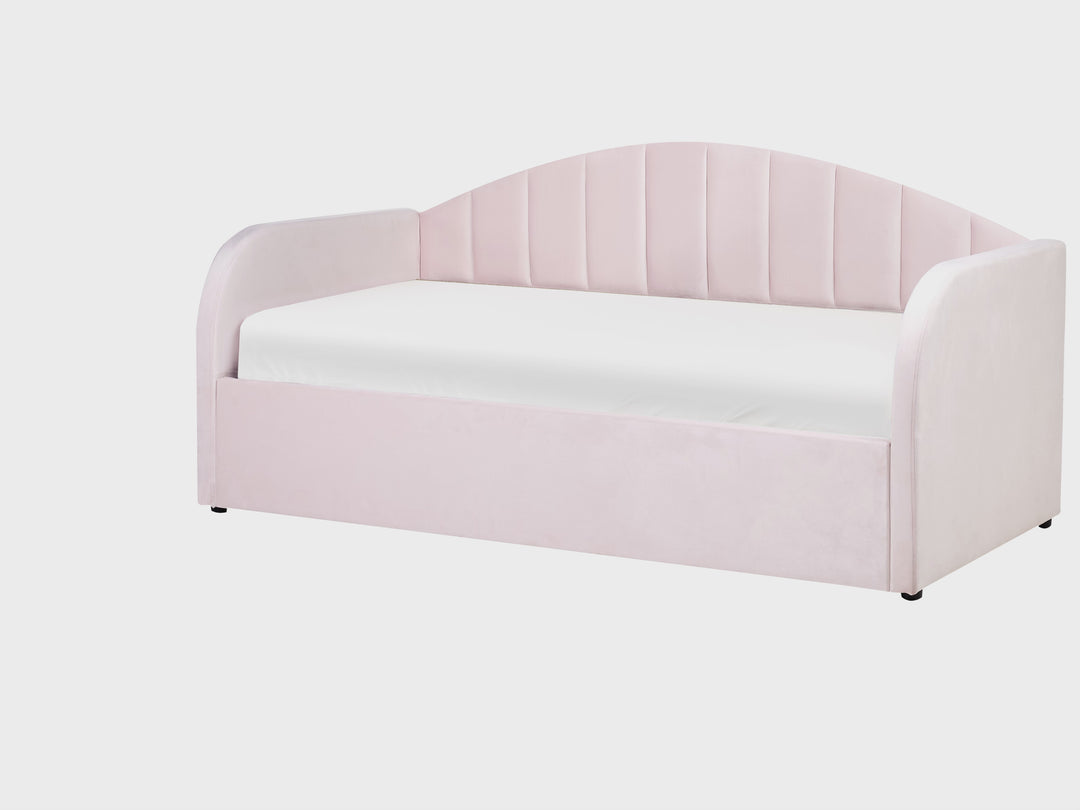 Trundle Bed Velvet 90 x 200 cm Pastel Pink Scipio