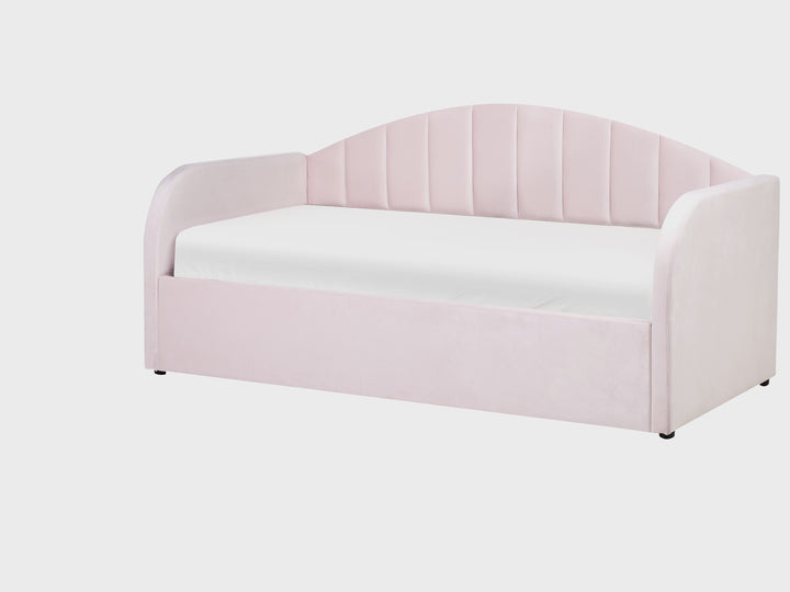 Trundle Bed Velvet 90 x 200 cm Pastel Pink Scipio