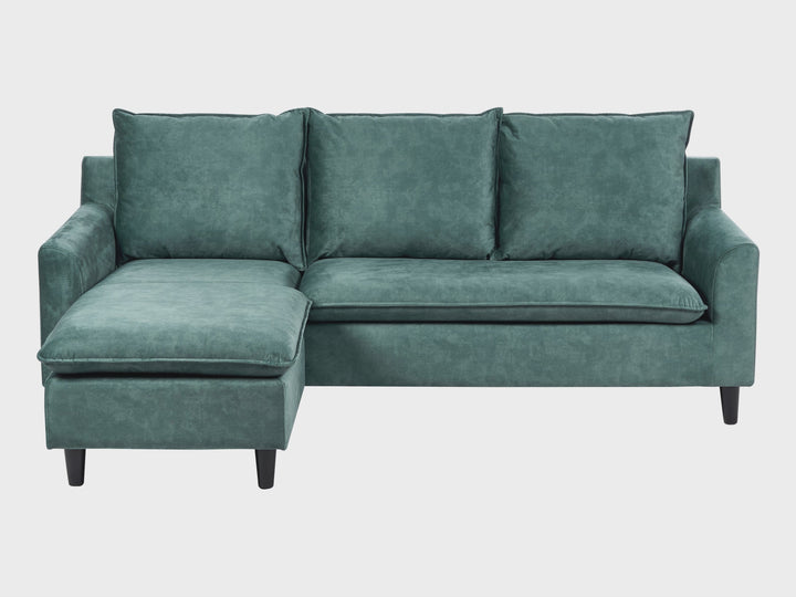 Elvenes Left Hand Velvet Corner Sofa Teal