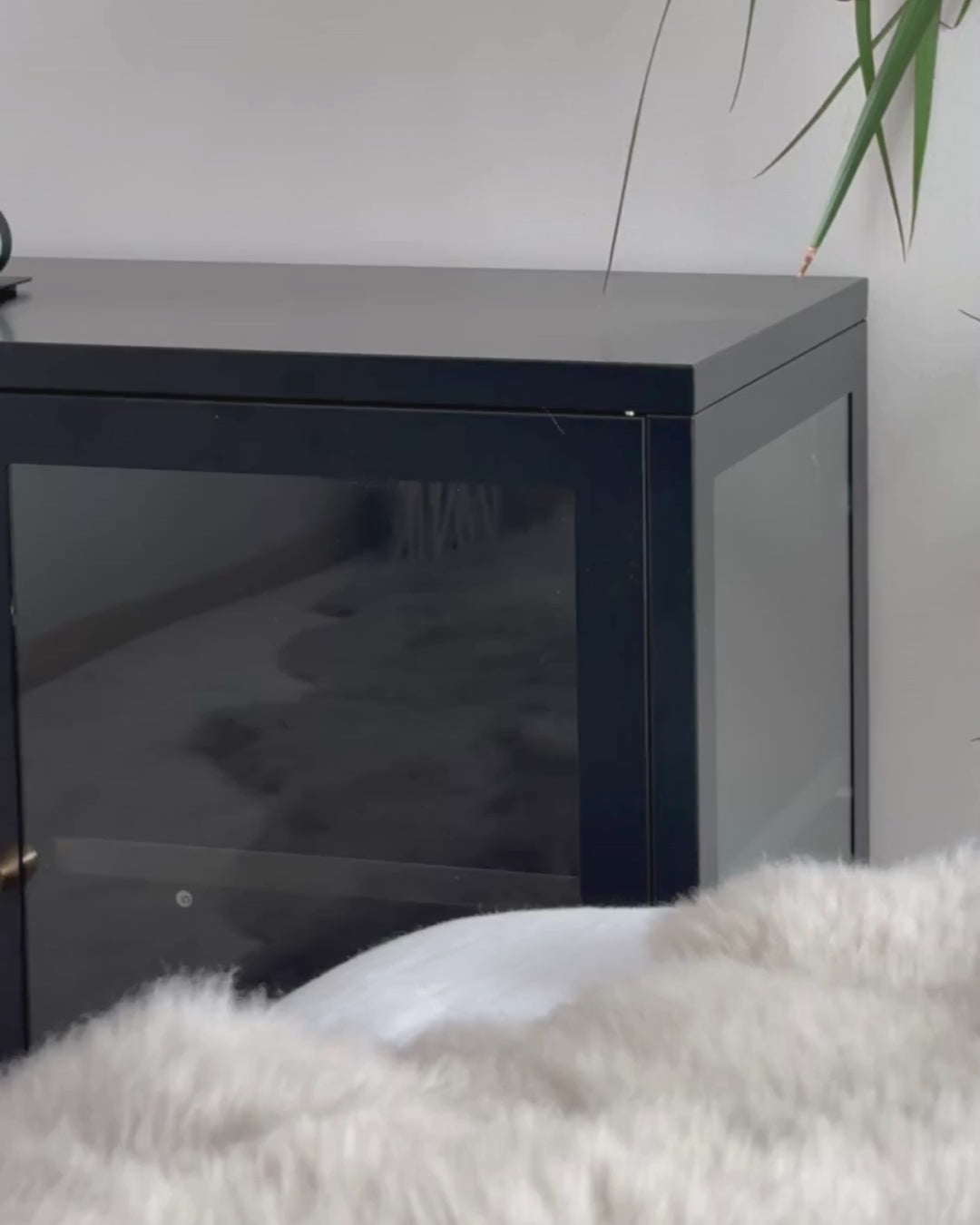 Glass Display Cabinet LED Newport Metal Black