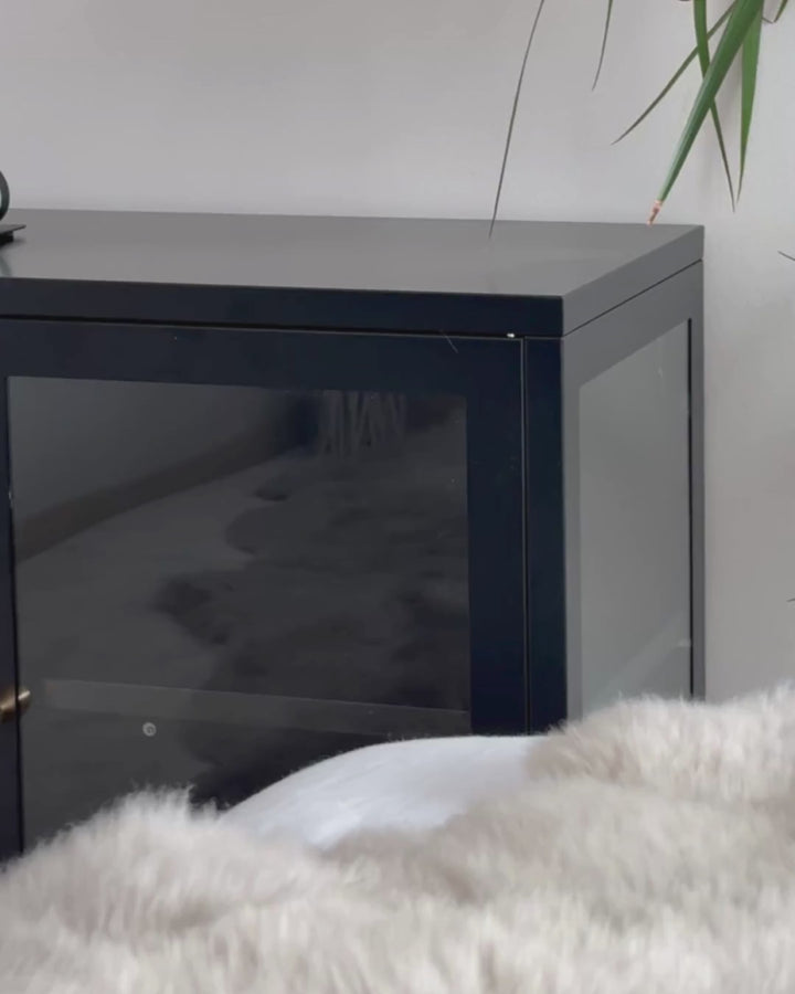 Glass Display Cabinet LED Newport Metal Black