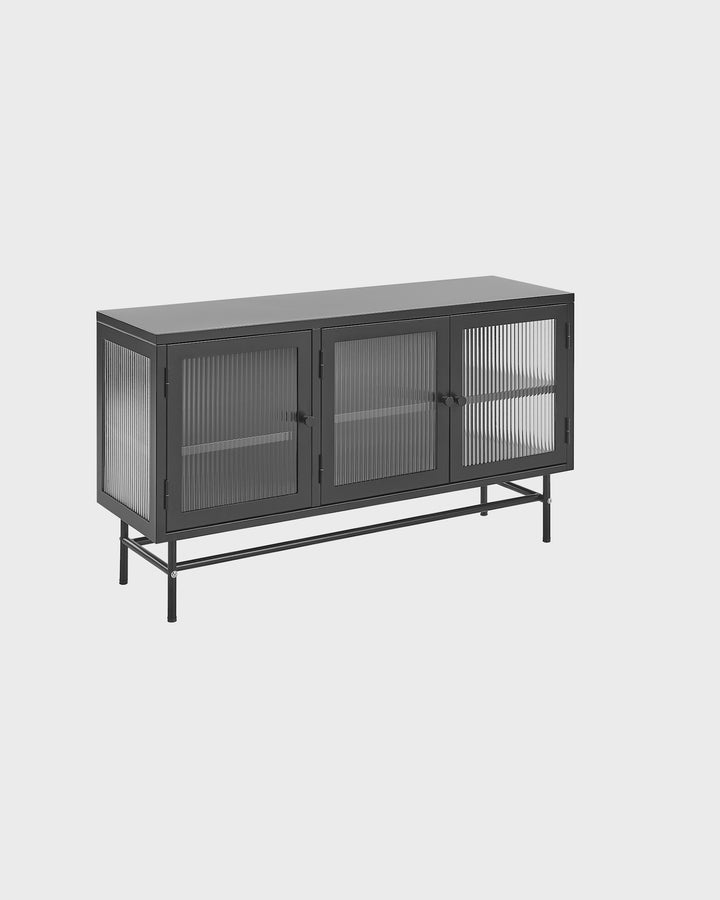 Rahn 3 Door Metal Sideboard with Glass Display Black