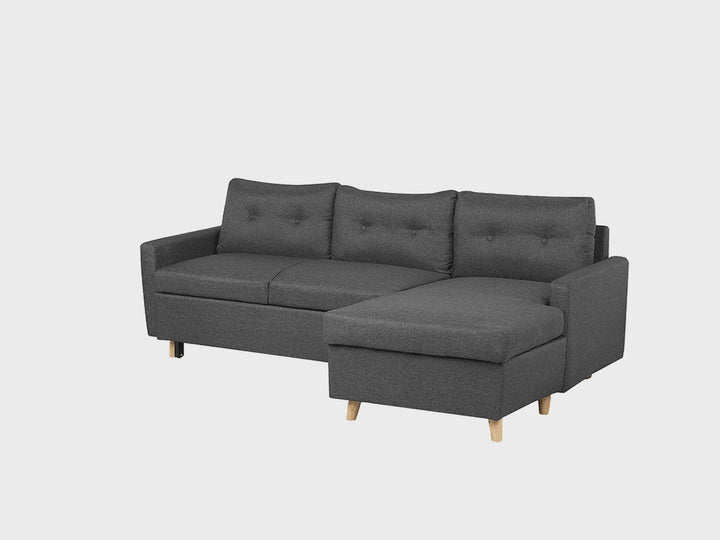 Flakk Left Hand Corner Sofa Bed with Storage Dark Grey