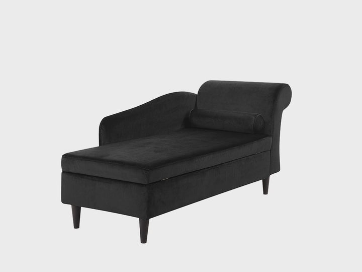 Luiro Right Hand Velvet Chaise Lounge Black