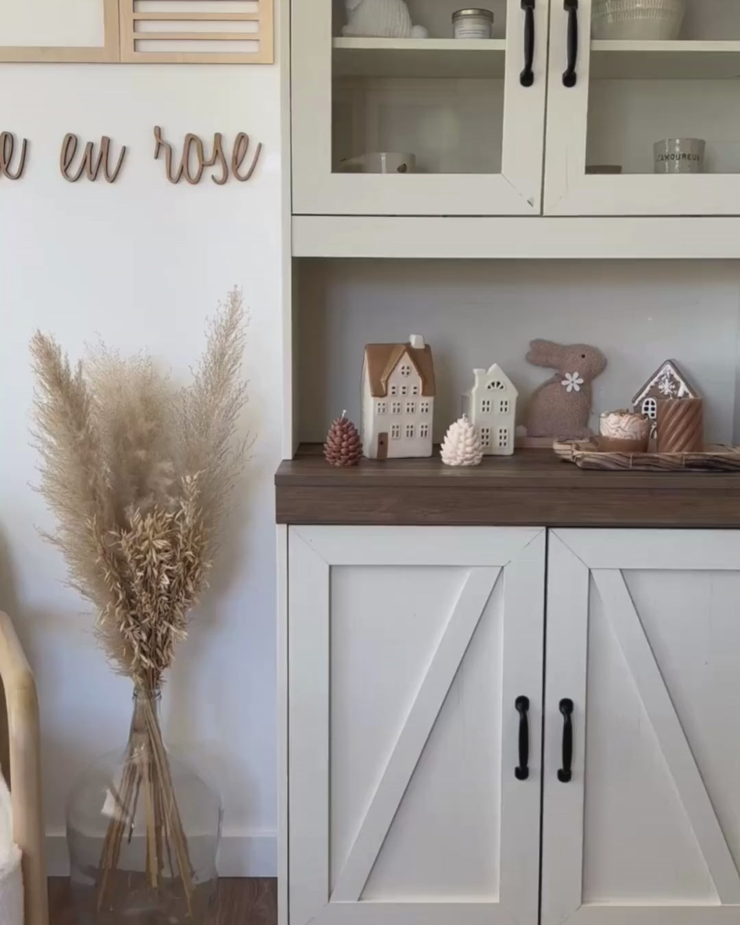 Glass Display Cabinet 80 cm Brown/ White Lark