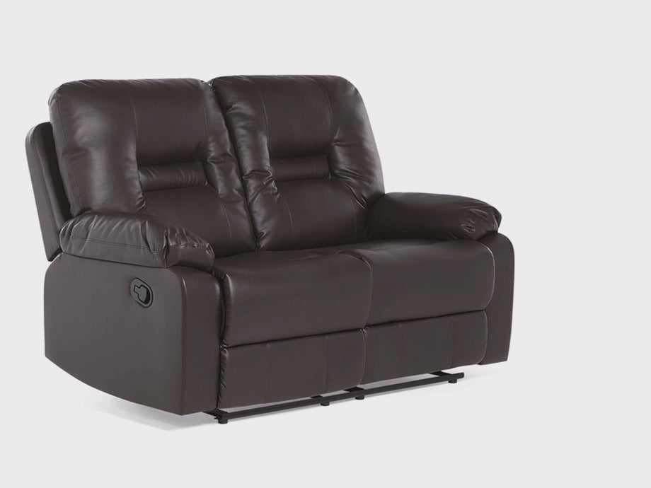 Bergen 2 Seater Faux Leather Manual Recliner Sofa Brown