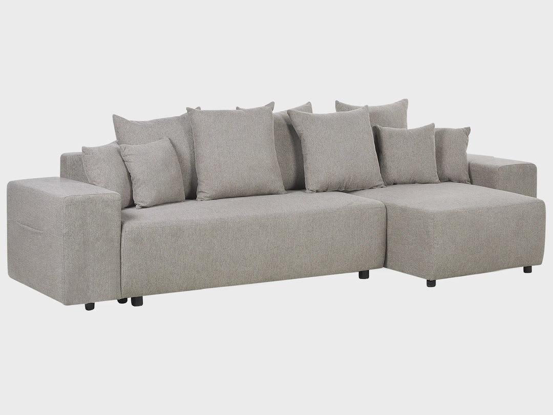 Luspa Left Hand Fabric Corner Sofa Bed with Storage Taupe