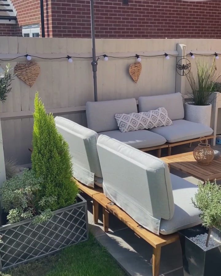 Frascati Garden Lounge Set with Table 4 Seater Certified Acacia Wood Light Grey