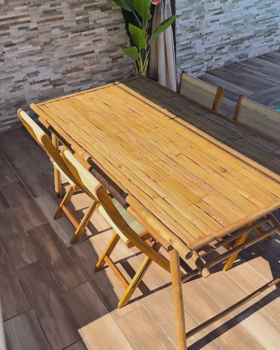 Tindari Garden Dining Table 180 cm 90 cm Bamboo Wood Light Brown
