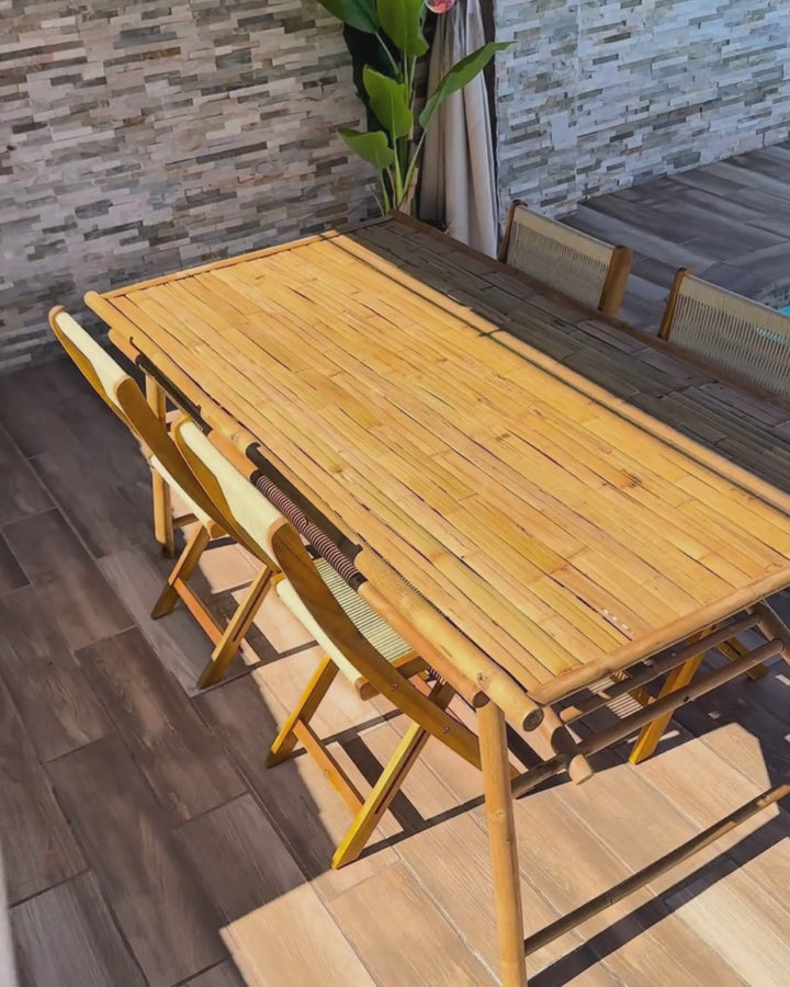 Tindari Garden Dining Table 180 cm 90 cm Bamboo Wood Light Brown