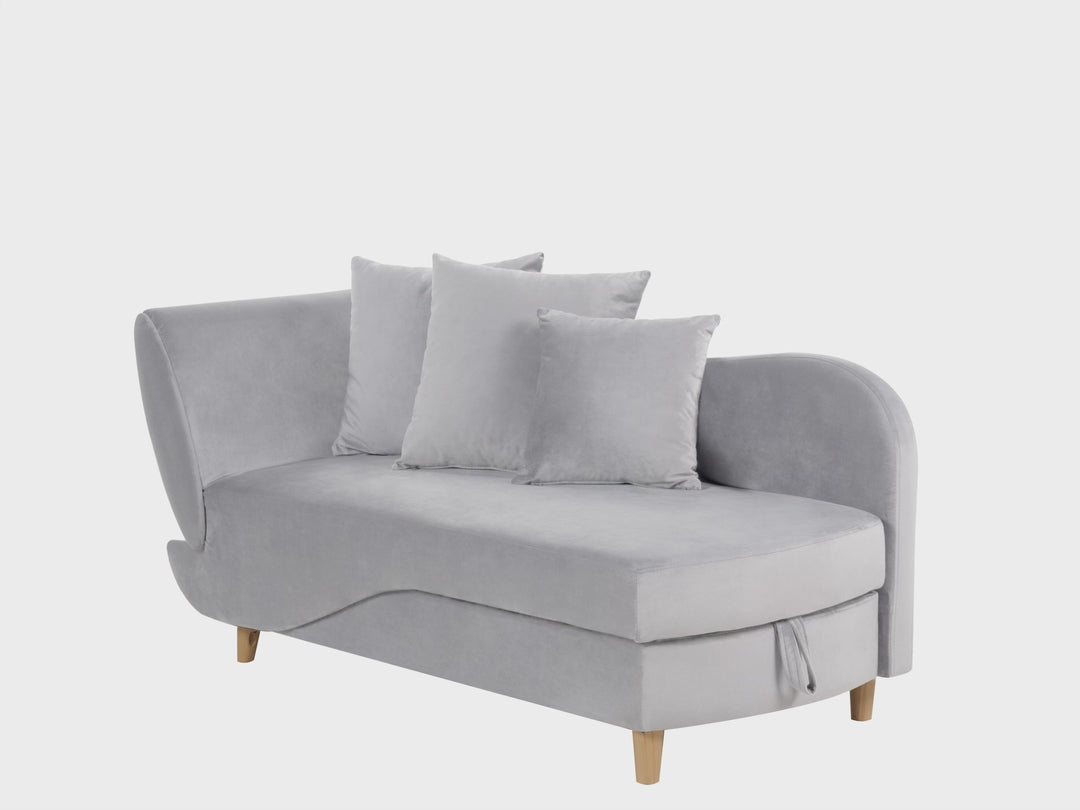Left-Hand Chaise Lounge Velvet Light Grey with Storage Harriet