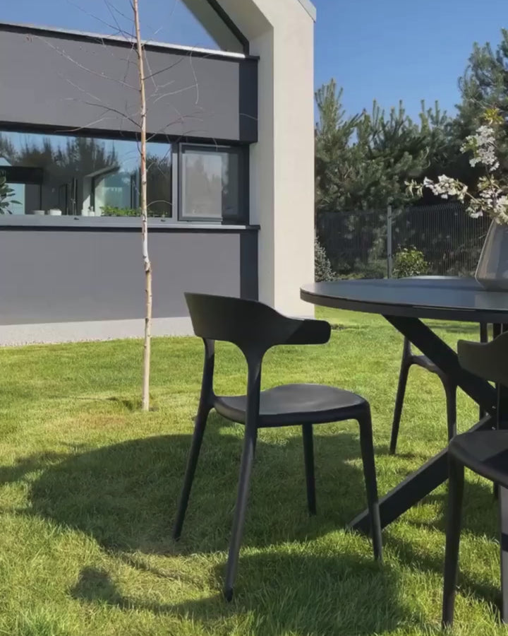 Malleto Garden Dining Table 120 cm 120 cm Glass Black