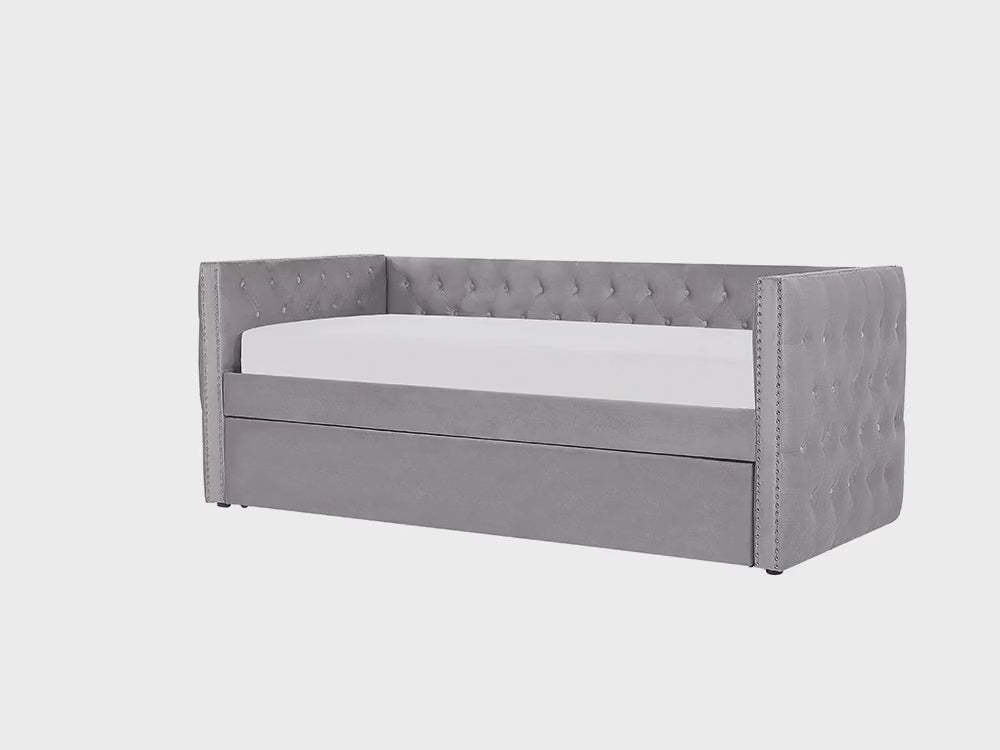 Gassin Velvet EU Single Trundle Bed Grey