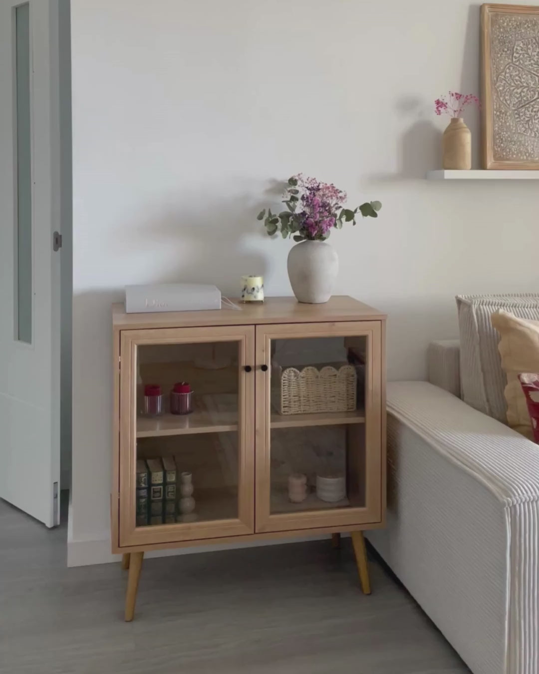 Glass Display Cabinet Albany Light Brown