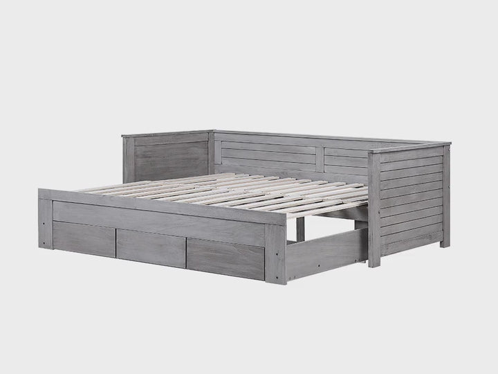 Bed with Storage Drawers Wood 90 x 200 cm Grey Codmar