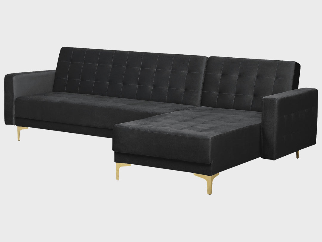 Aberdeen  Corner Sofa Black Velvet